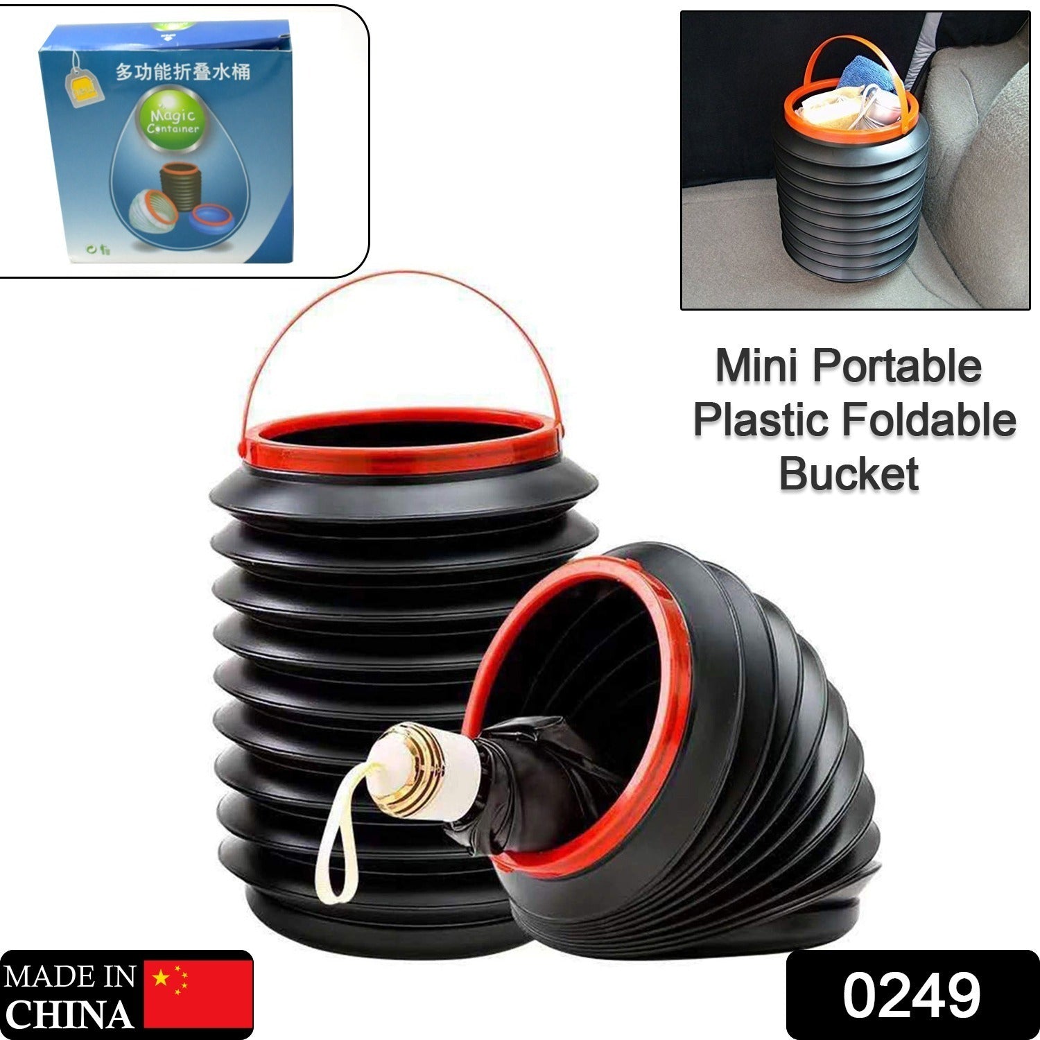 multiuse foldable bucket showing its versatility. multiuse foldable bucket showing its versatility.